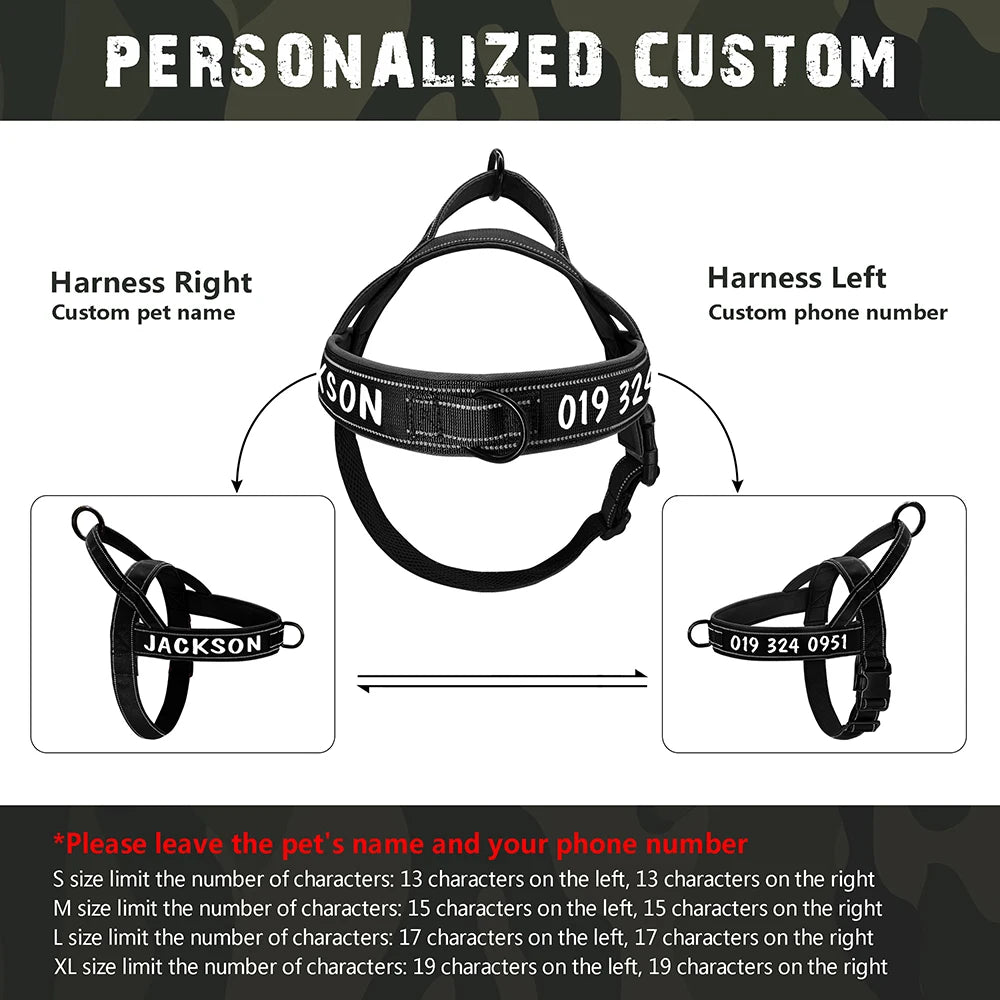 Arnés Táctico Militar Personalizado – Seguridad y Control para Perros Grandes