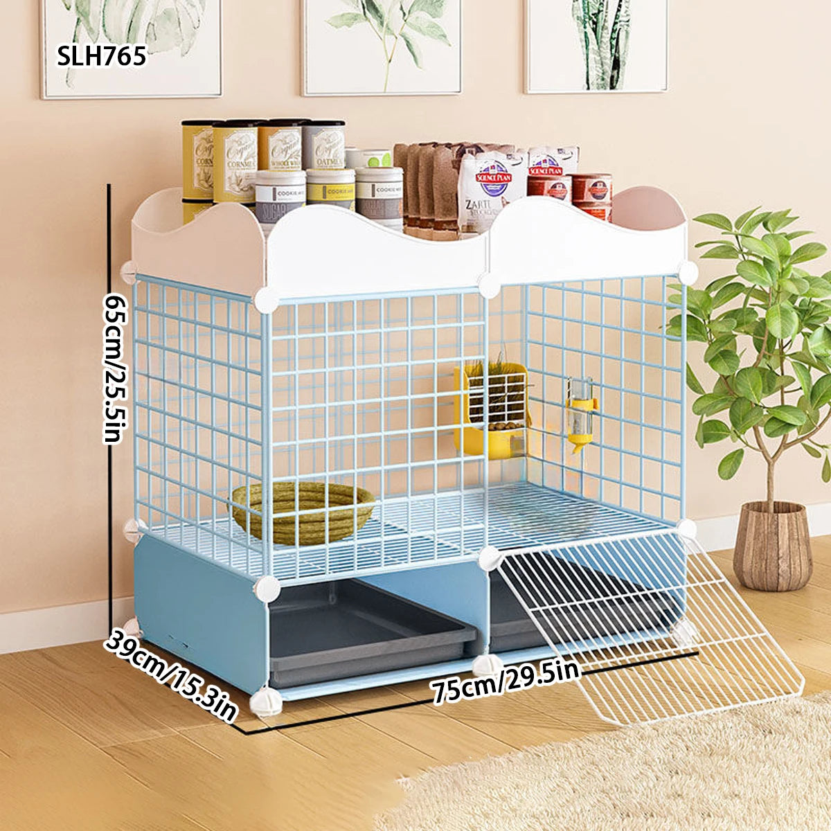 Jaula Antisplash para Conejos y Cobayas – Seguridad con Baño Integrado