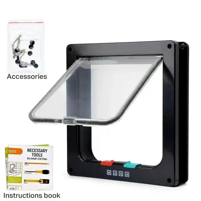 Puerta para Gatos con Bloqueo de 4 Vías – Control y Comodidad en el Hogar