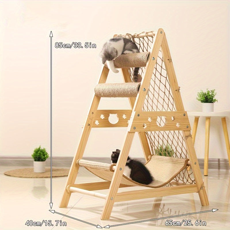 Árbol de Juegos de Madera para Gatos – Diversión y Comodidad Todo en Uno