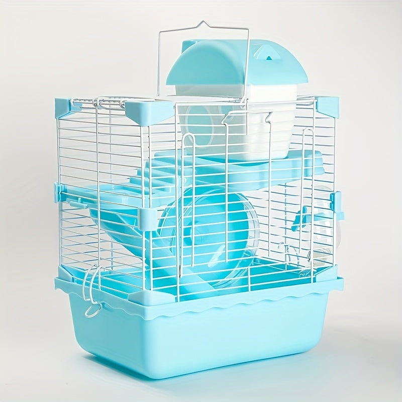 Jaula de Doble Nivel para Hámsters – Espacio Amplio con Vista Transparente