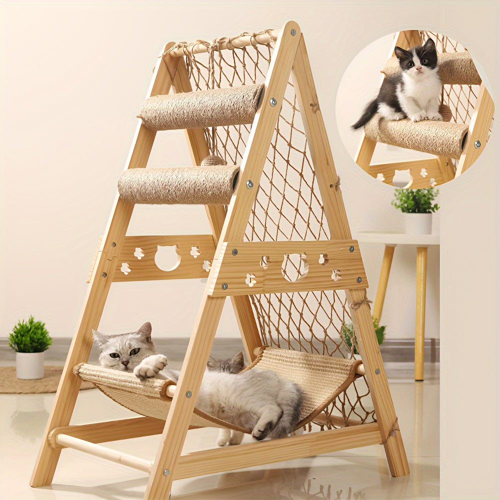 Árbol de Juegos de Madera para Gatos – Diversión y Comodidad Todo en Uno
