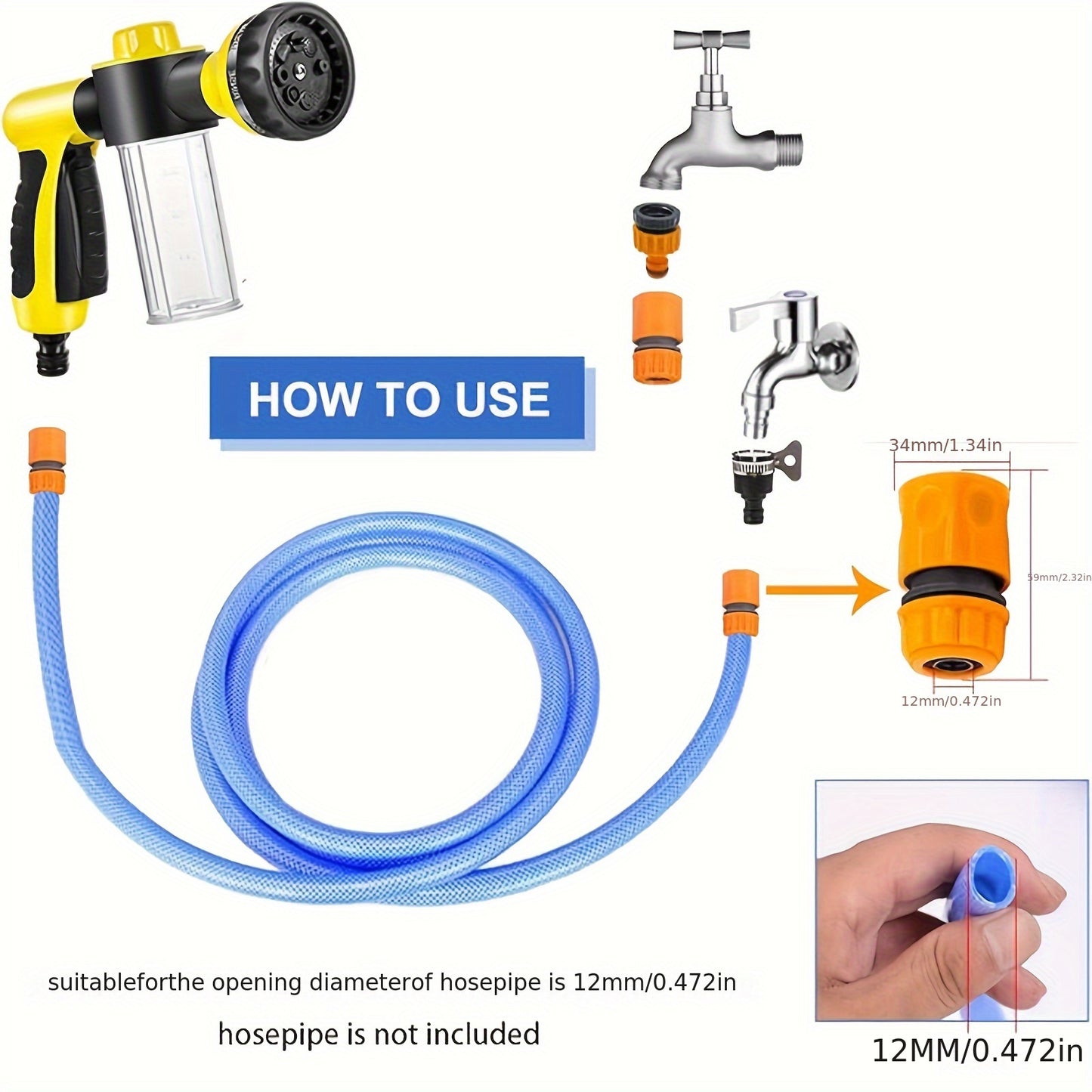 Rociador de Baño 8 en 1 para Caballos – Limpieza Eficiente con Dispensador de Jabón