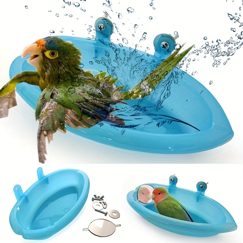 Bañera Colgante con Espejo para Pájaros – Limpieza y Entretenimiento en un Solo Producto