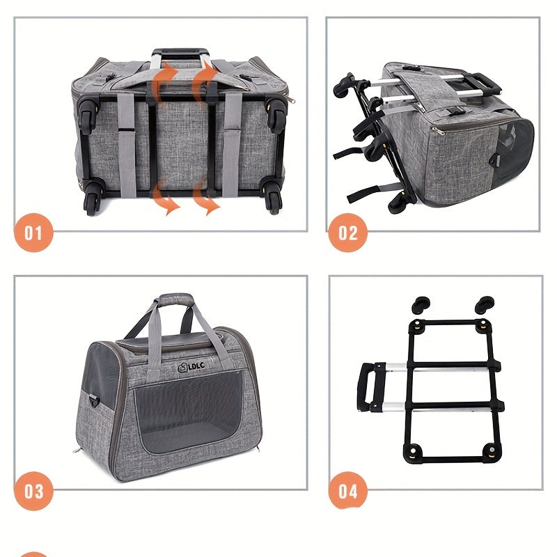 Maletín Transportador con Ruedas para Gatos – Comodidad en Movimiento