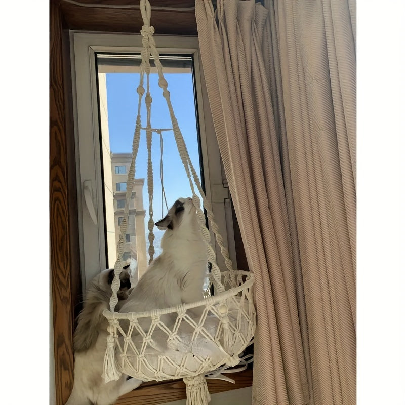 Hamaca Colgante de Cuerda para Gatos – Descanso con Estilo en el Aire