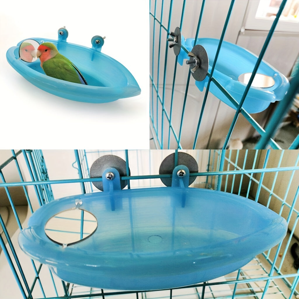 Bañera Colgante con Espejo para Pájaros – Limpieza y Entretenimiento en un Solo Producto