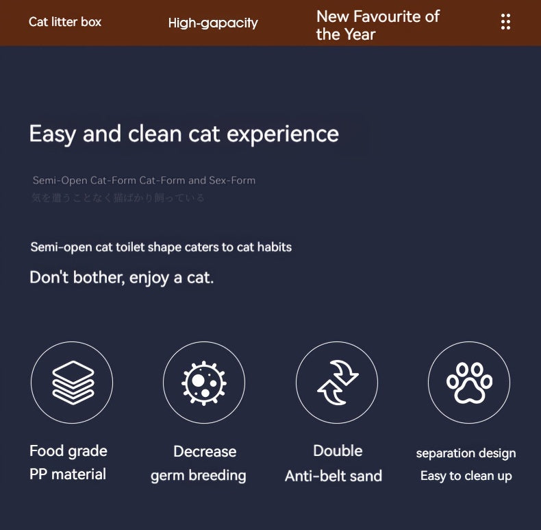 Caja de Arena Semicerrada para Gatos – Higiene y Comodidad en un Diseño Inteligente