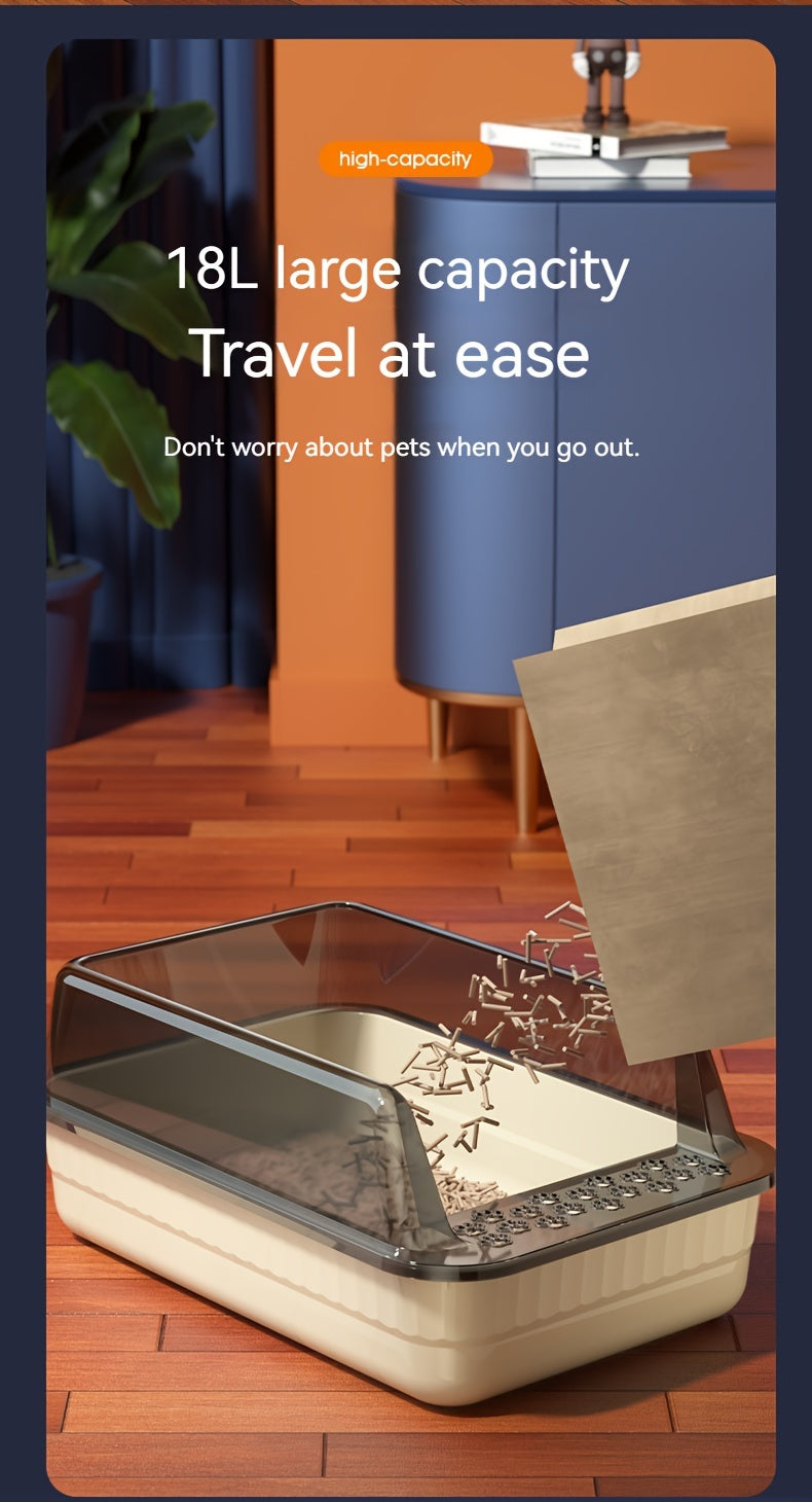 Caja de Arena Semicerrada para Gatos – Higiene y Comodidad en un Diseño Inteligente