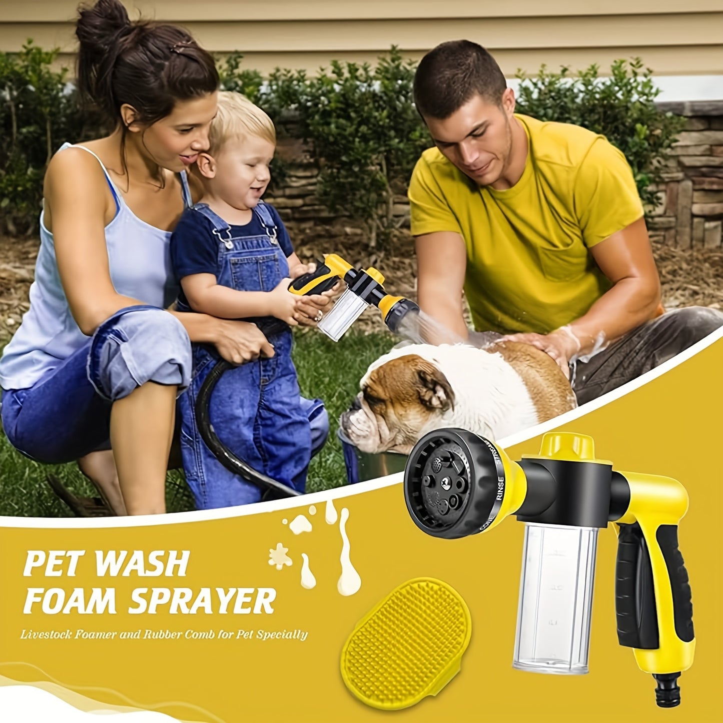 Rociador de Baño 8 en 1 para Caballos – Limpieza Eficiente con Dispensador de Jabón