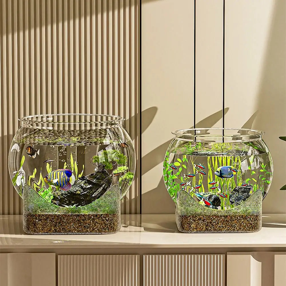 Pecera Redonda con Visión 360° – Diseño Elegante y Decorativo