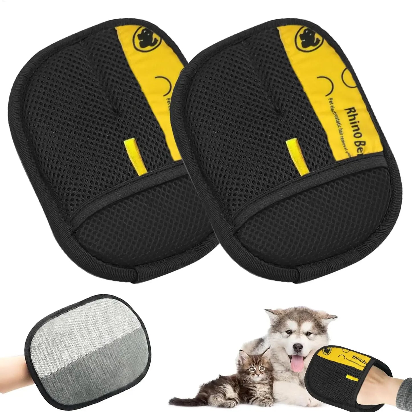 Guantes de aseo para gatos, cepillo electrostático para depilación de mascotas, para limpiar sofá, alfombras, ropa, removedor de pelo de mascotas de doble cara, 2 uds.