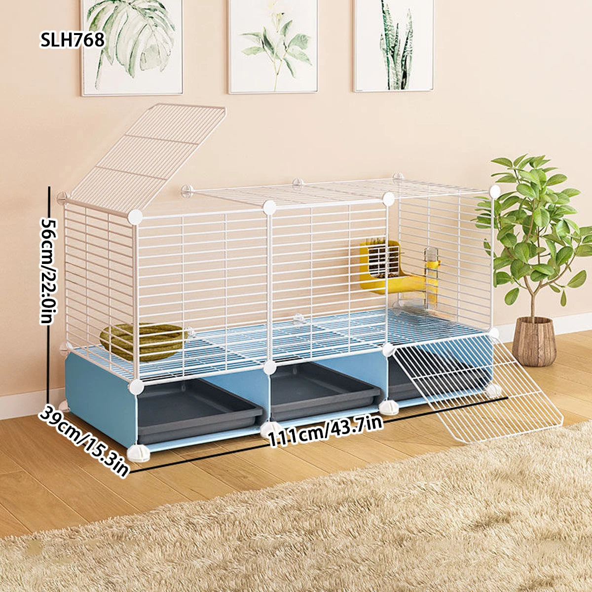 Jaula Antisplash para Conejos y Cobayas – Seguridad con Baño Integrado