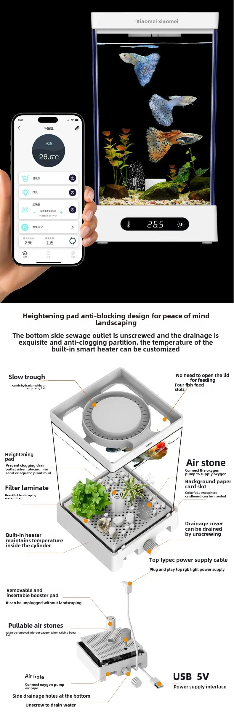 Acuario Mini de Auto-Circulación – Diseño Compacto y Ecológico
