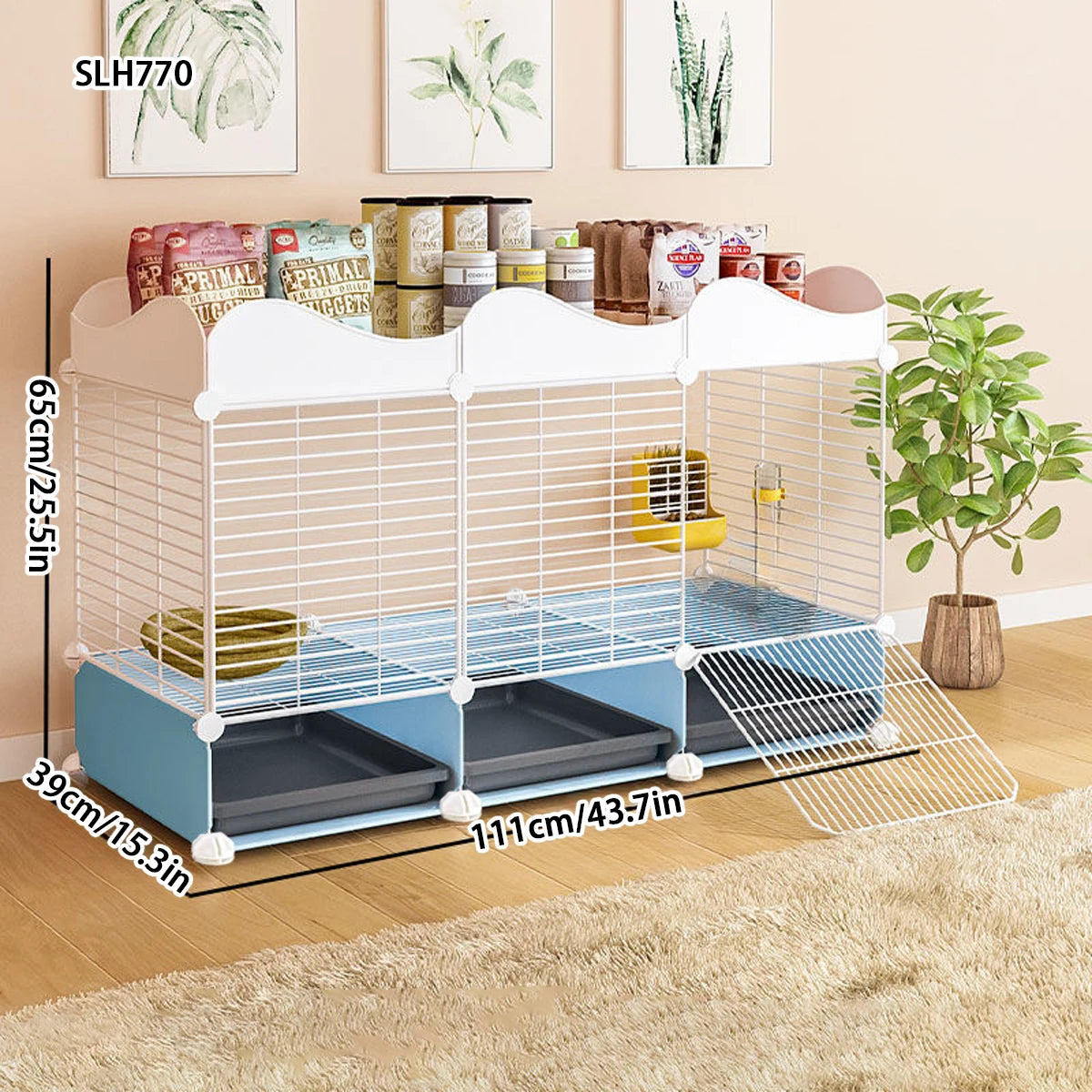 Jaula Antisplash para Conejos y Cobayas – Seguridad con Baño Integrado