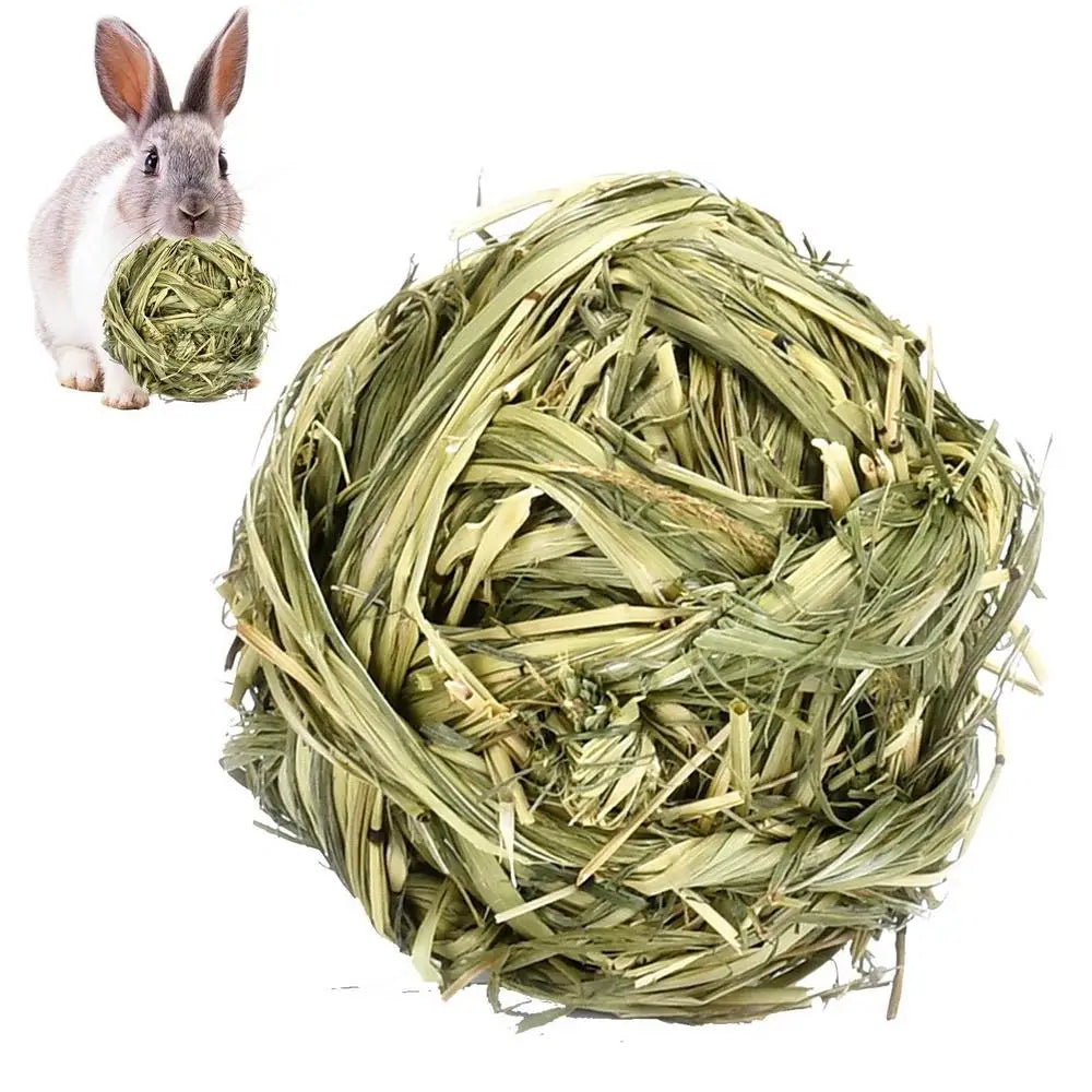 Bola y Anillo de Hierba Natural – Juguetes Masticables para Animales Pequeños 🌱