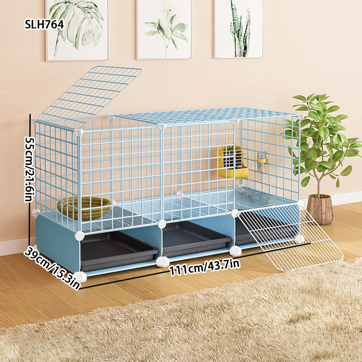 Jaula Antisplash para Conejos y Cobayas – Seguridad con Baño Integrado