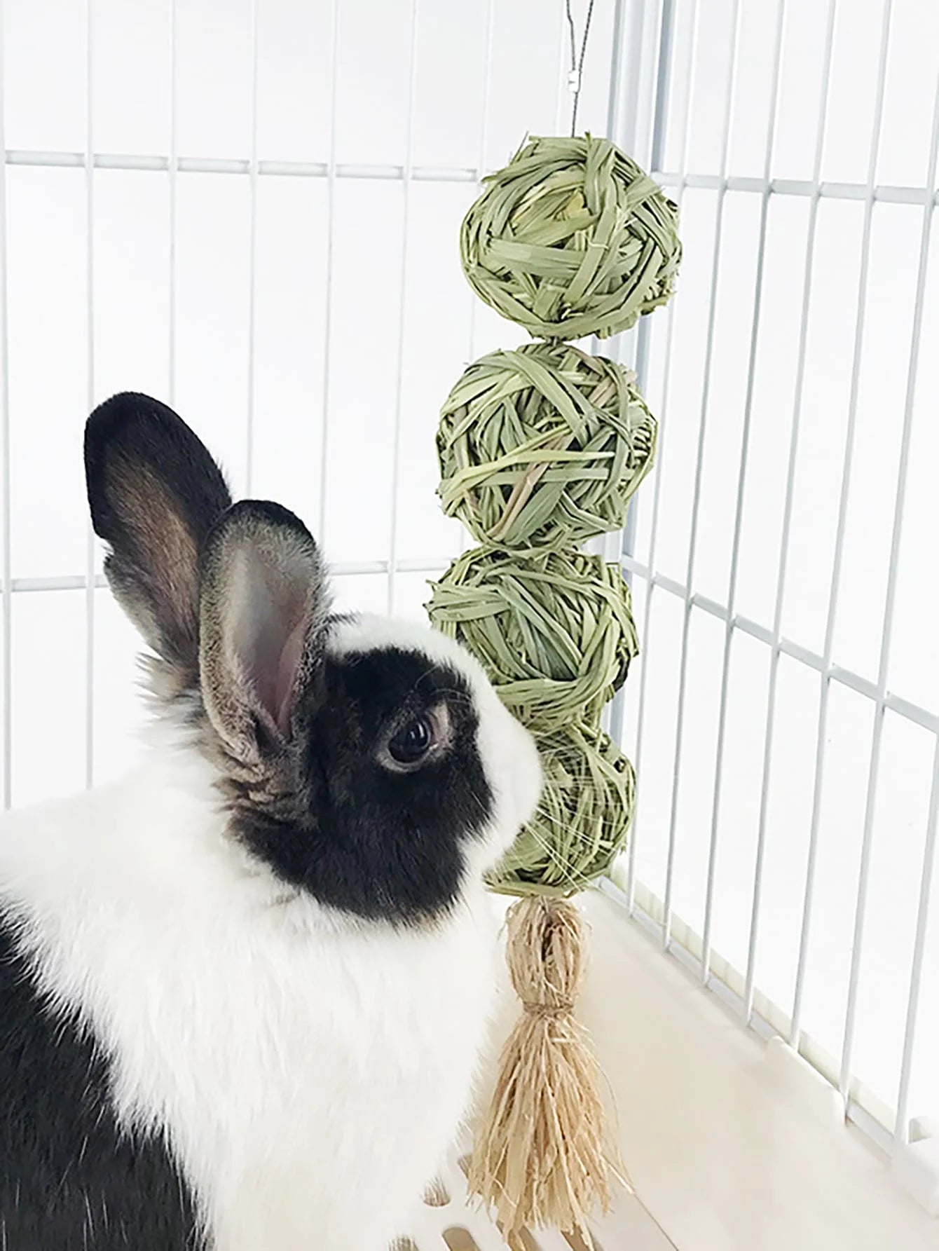 Bola Tejida de Hierba Natural – Juguete de Masticación para Conejos y Roedores 🌱