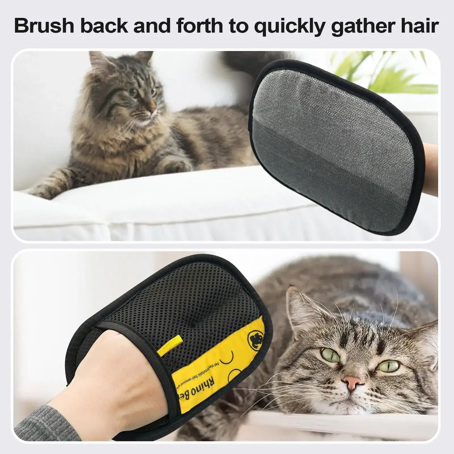 Guantes de aseo para gatos, cepillo electrostático para depilación de mascotas, para limpiar sofá, alfombras, ropa, removedor de pelo de mascotas de doble cara, 2 uds.