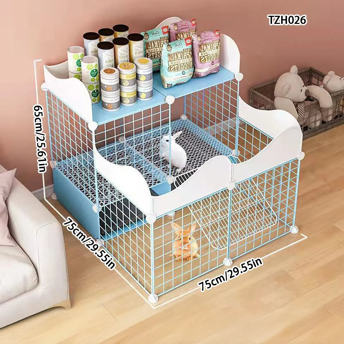 Jaula Antisplash para Conejos y Cobayas – Seguridad con Baño Integrado