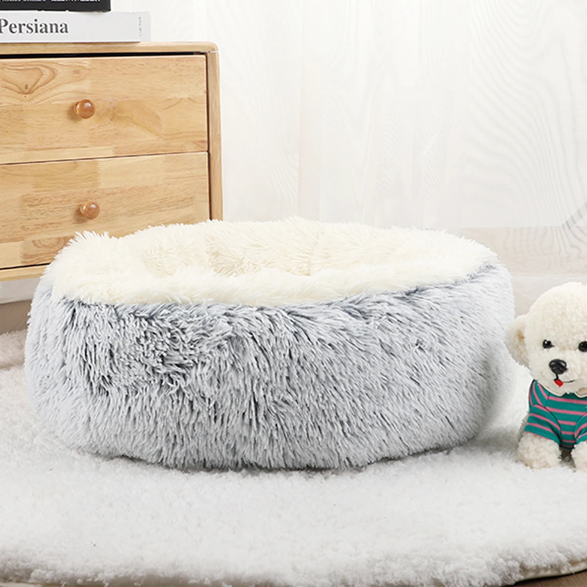 Cama Donut de Felpa para Perros – Descanso Acogedor y Suave