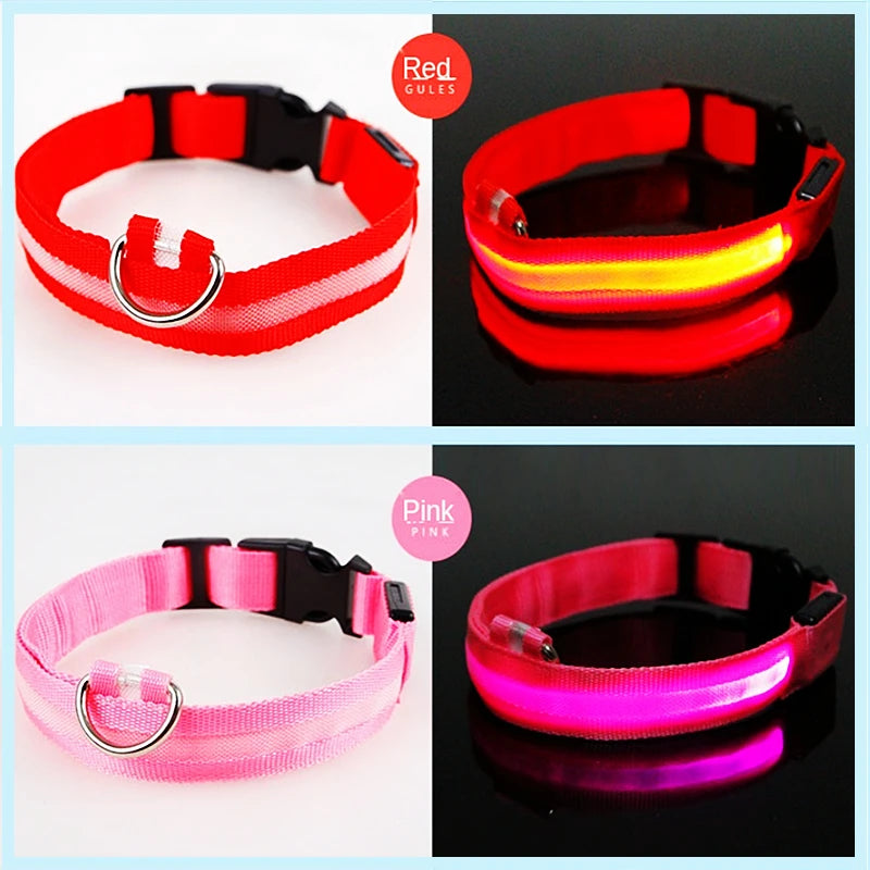 Collar Luminoso LED Recargable – Seguridad y Visibilidad para Tu Mascota