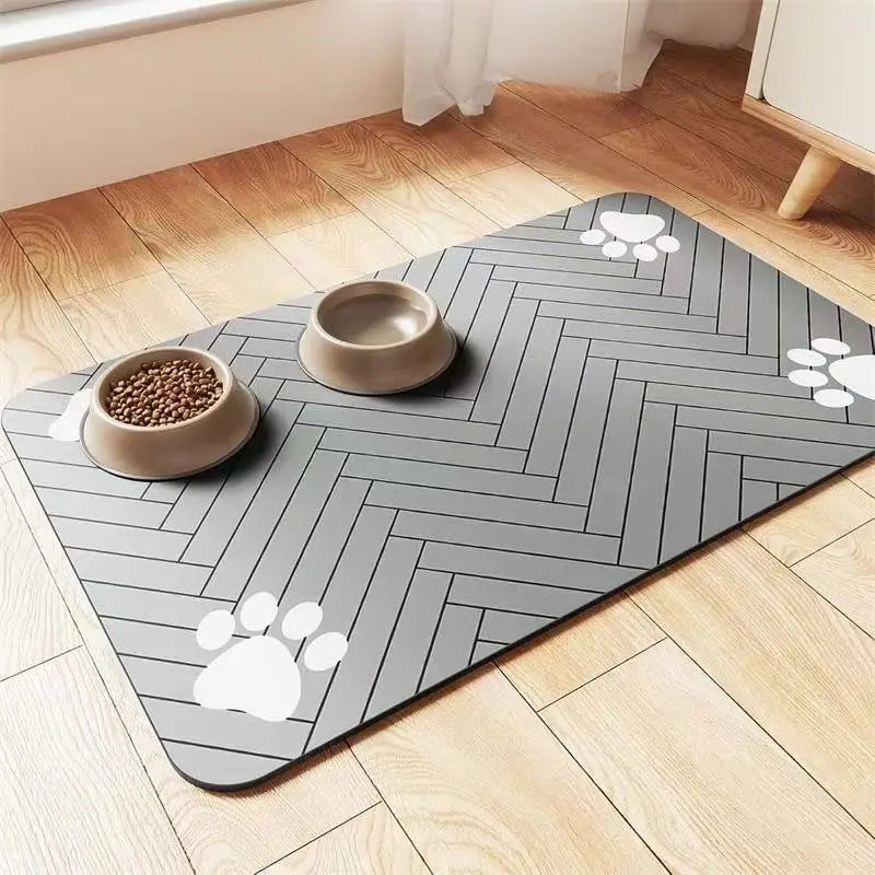 Alfombrín de alimentación para mascotas. Mantel absorbente para alimentos y cuencos de agua, base de goma impermeable para mantener el suelo limpio