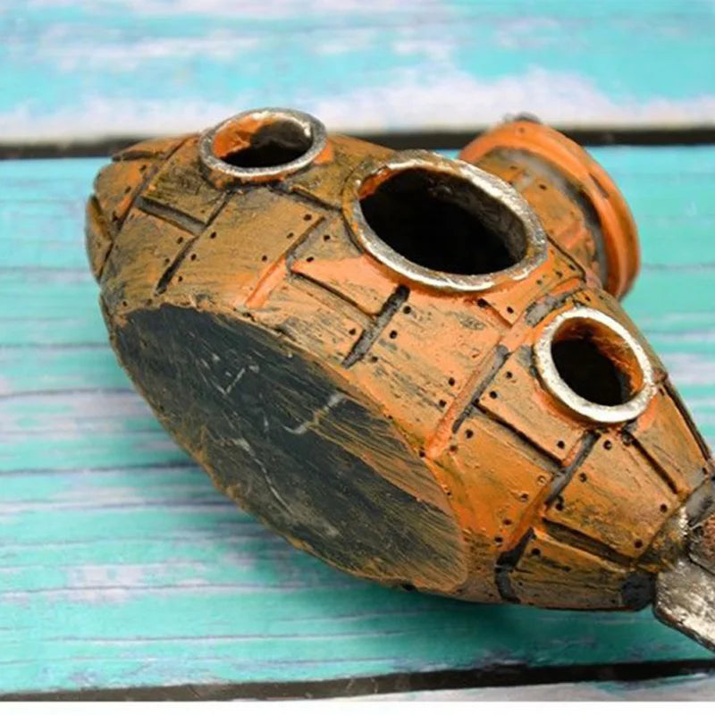 Ornamento de Submarino de Resina – Refugio y Paisajismo para Acuarios