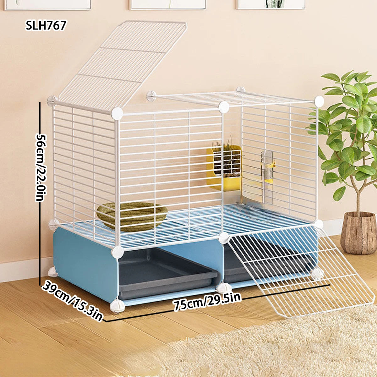 Jaula Antisplash para Conejos y Cobayas – Seguridad con Baño Integrado