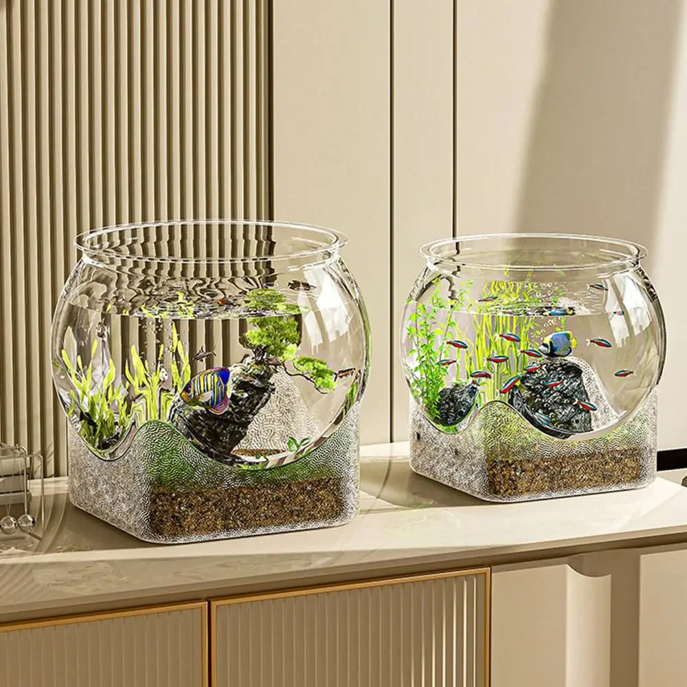 Pecera Redonda con Visión 360° – Diseño Elegante y Decorativo