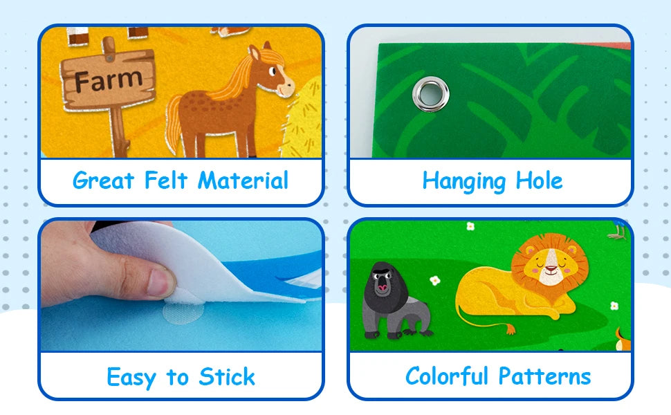 Tablero de Fieltro de Animales – Aprendizaje Creativo para Niños
