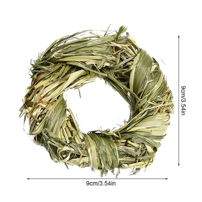 Bola y Anillo de Hierba Natural – Juguetes Masticables para Animales Pequeños 🌱
