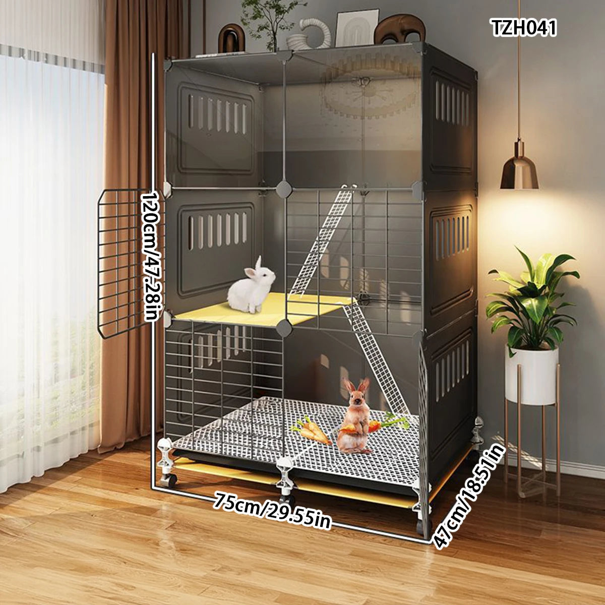 Jaula de Dos Pisos para Conejos y Cobayas – Espacio Amplio con Limpieza Automática