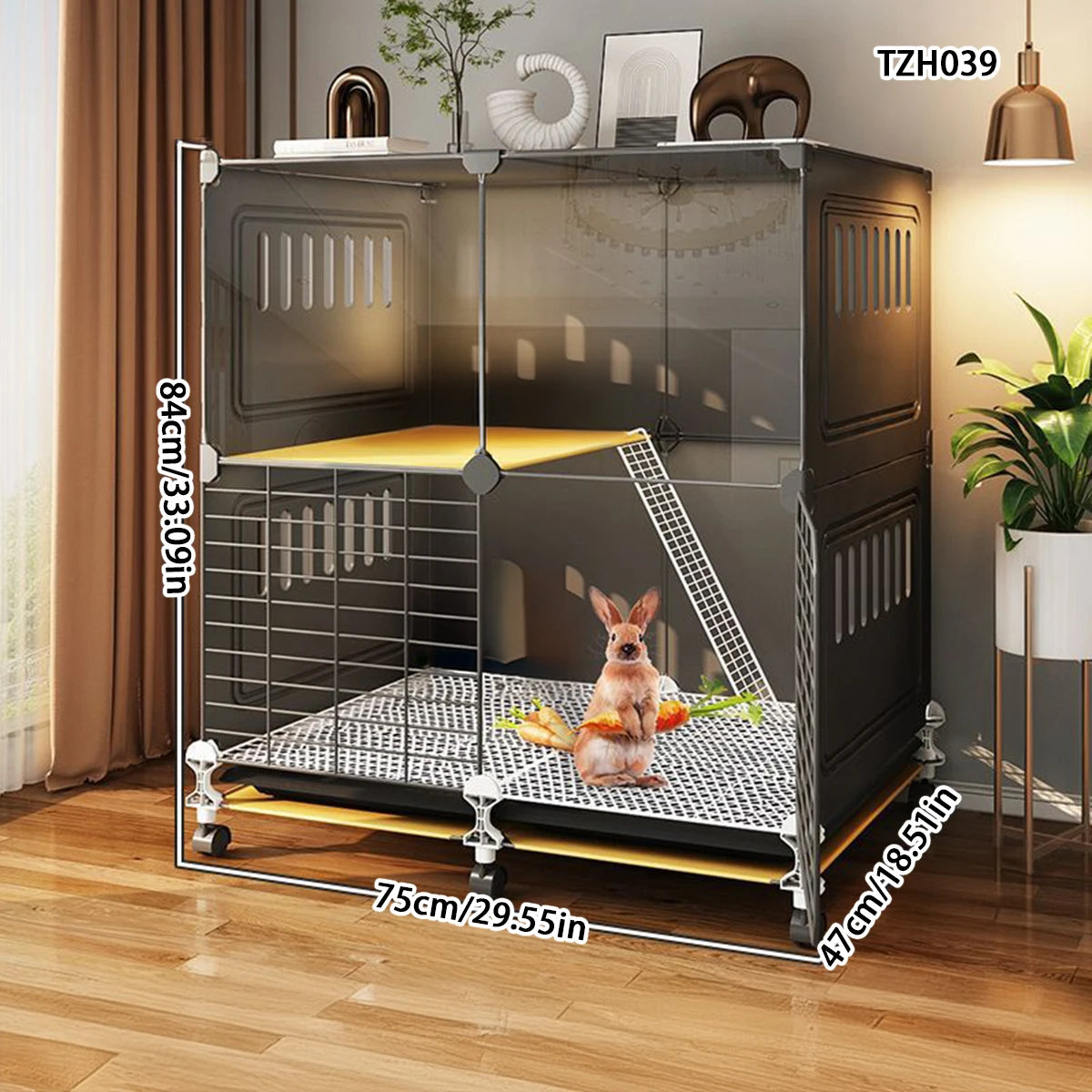 Jaula de Dos Pisos para Conejos y Cobayas – Espacio Amplio con Limpieza Automática