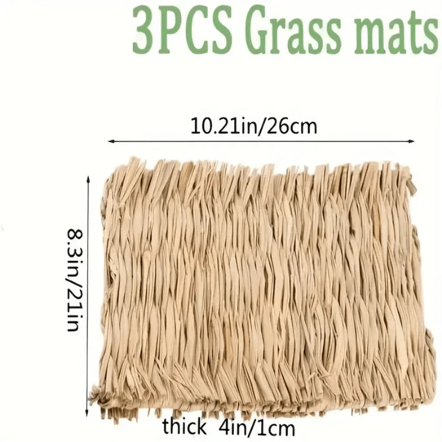 Estera de Hierba Tejida a Mano – Descanso y Diversión Natural para Pequeñas Mascotas 🌱