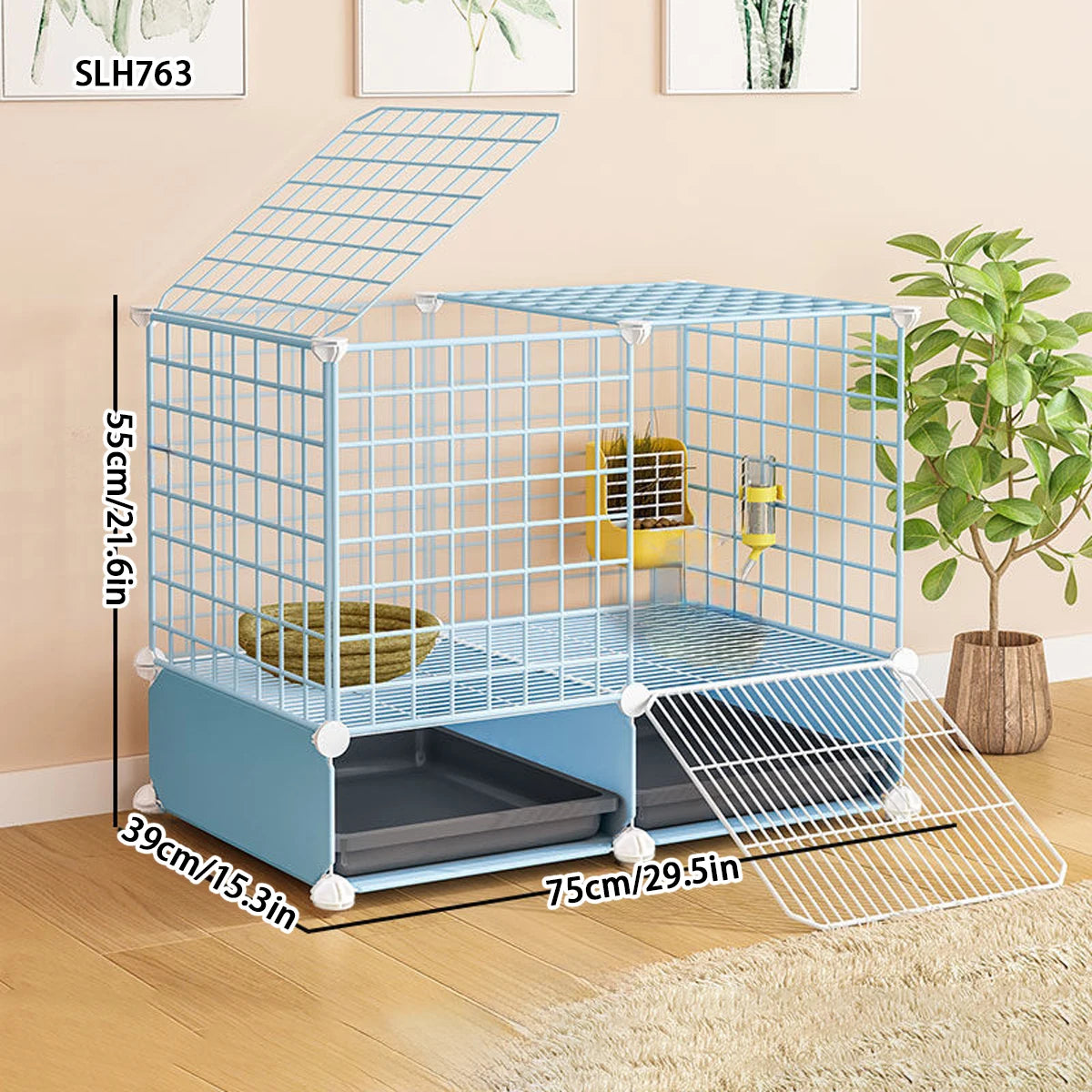 Jaula Antisplash para Conejos y Cobayas – Seguridad con Baño Integrado