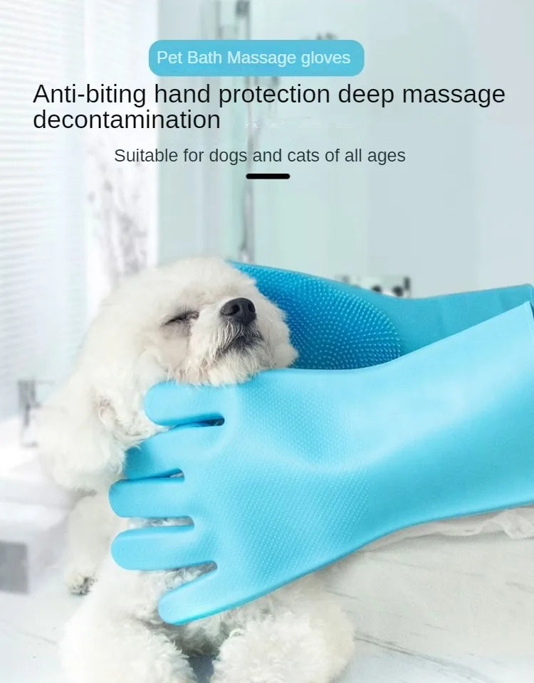 Guantes de Baño con Cepillo de Silicona – Cuidado y Higiene para Perros y Gatos