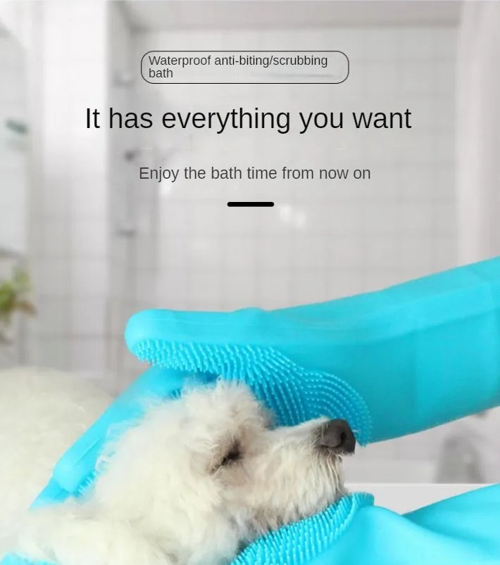 Guantes de Baño con Cepillo de Silicona – Cuidado y Higiene para Perros y Gatos
