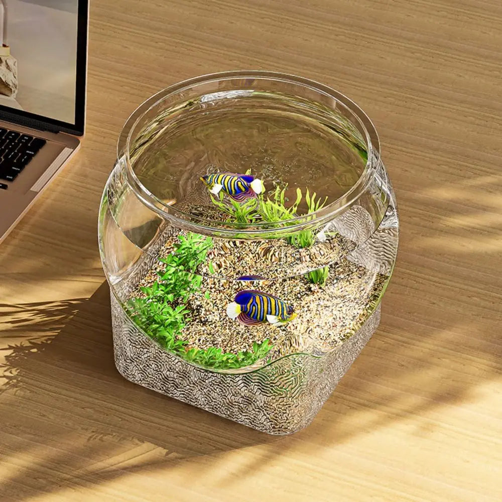 Pecera Redonda con Visión 360° – Diseño Elegante y Decorativo