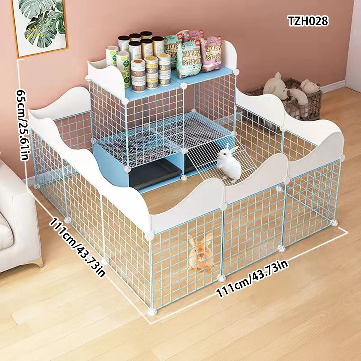 Jaula Antisplash para Conejos y Cobayas – Seguridad con Baño Integrado