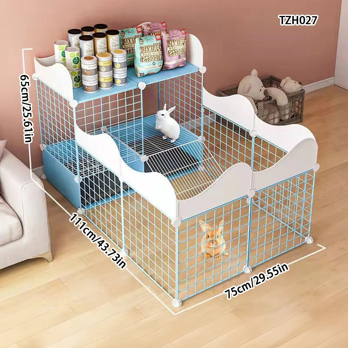 Jaula Antisplash para Conejos y Cobayas – Seguridad con Baño Integrado