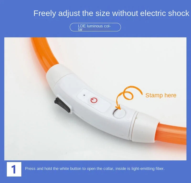 Collar Luminoso LED Recargable – Seguridad y Visibilidad para Tu Mascota