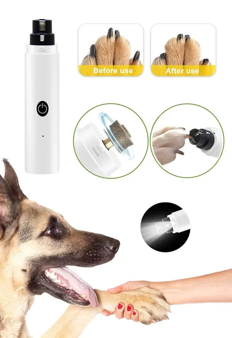 Cortauñas Eléctrico para Perros – Molinillo Recargable con Luz LED
