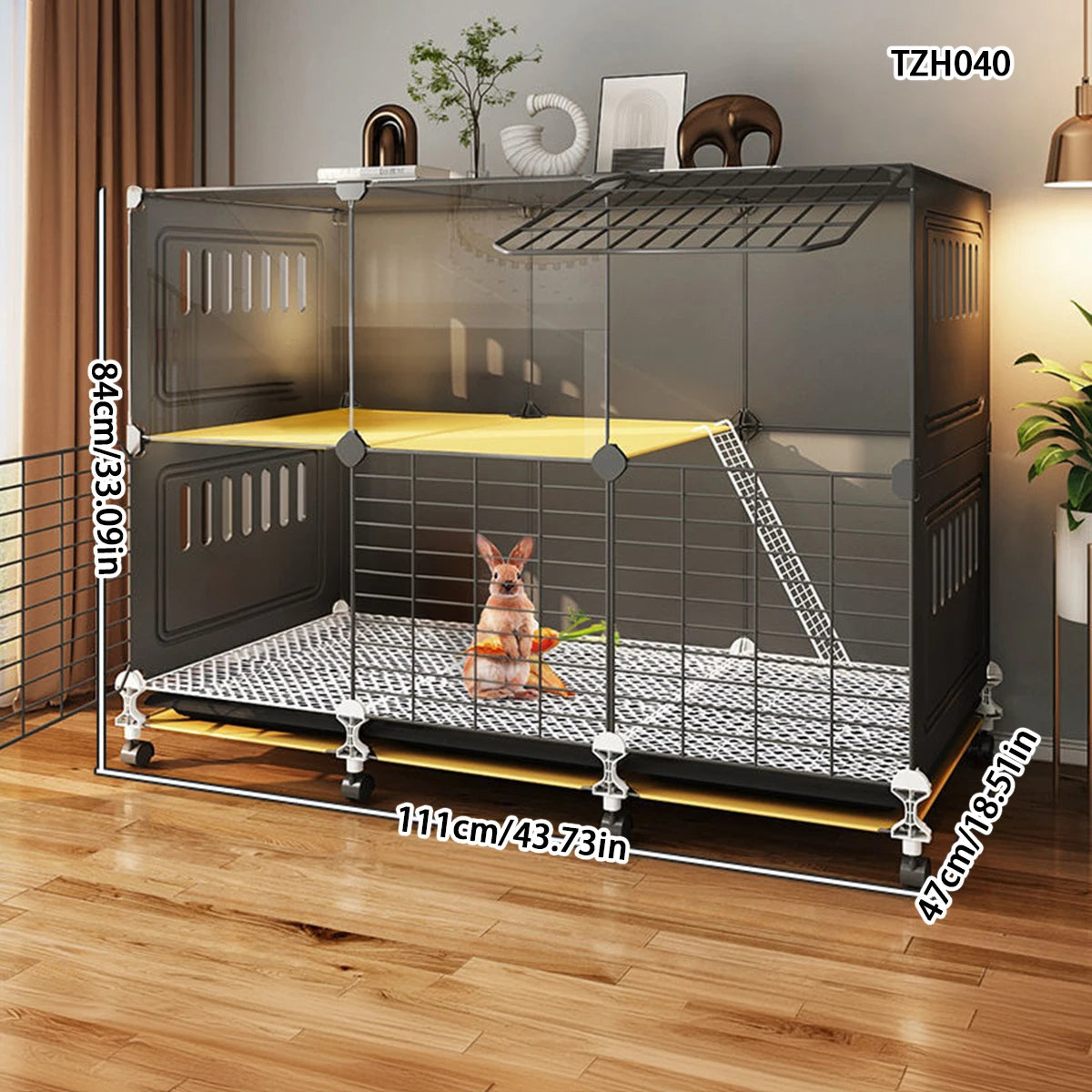 Jaula de Dos Pisos para Conejos y Cobayas – Espacio Amplio con Limpieza Automática