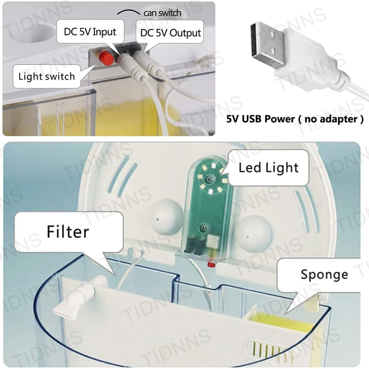 Acuario Mini de Escritorio – Diseño Compacto con Luz LED y Filtro Incorporado