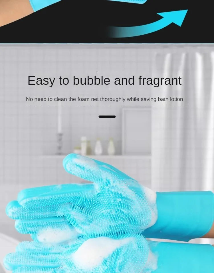 Guantes de Baño con Cepillo de Silicona – Cuidado y Higiene para Perros y Gatos