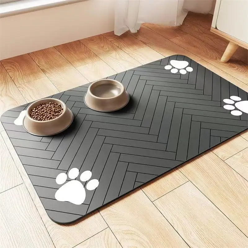 Alfombrín de alimentación para mascotas. Mantel absorbente para alimentos y cuencos de agua, base de goma impermeable para mantener el suelo limpio