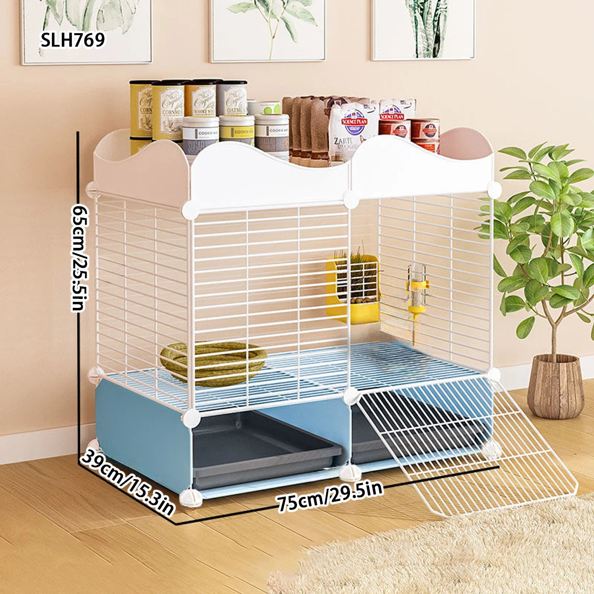 Jaula Antisplash para Conejos y Cobayas – Seguridad con Baño Integrado