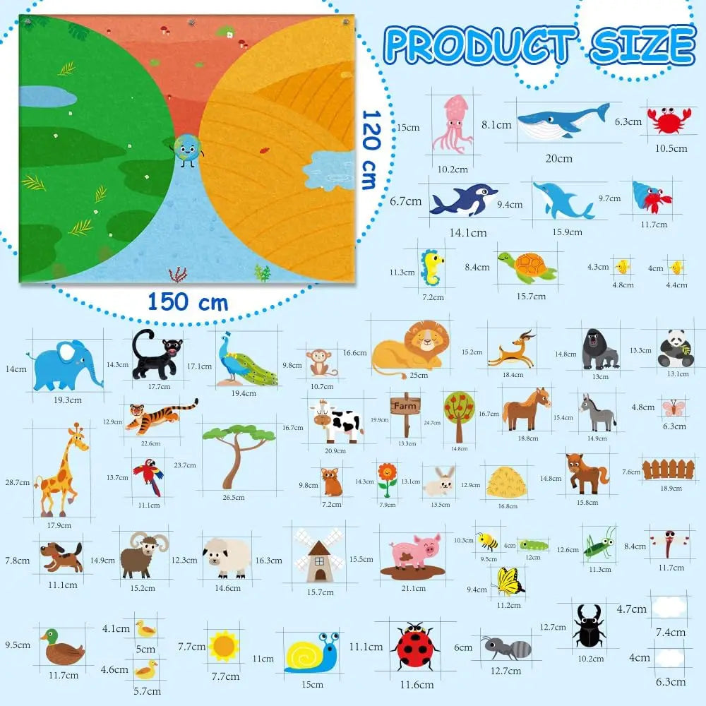 Tablero de Fieltro de Animales – Aprendizaje Creativo para Niños