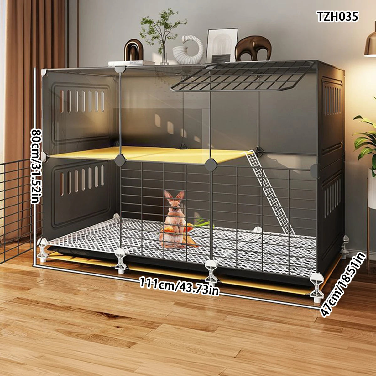 Jaula de Dos Pisos para Conejos y Cobayas – Espacio Amplio con Limpieza Automática